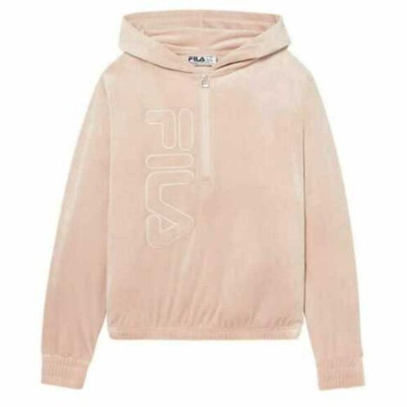Fila Long Sleeve Velour Quarter Zip Hoodie Pink. S - Picture 1 of 11